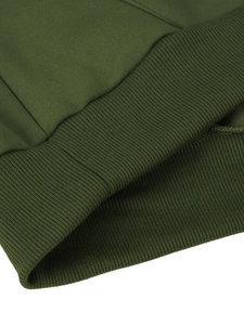 Sweat-shirt à capuche zippé vert olive pour homme, coupe classique, couleur unie, en polaire, décontracté, pour l'automne - Product Image 5