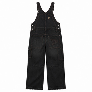 Overoles de Mezclilla Cruda para Hombre, Mono Negro con Bordado Personalizado, Unisex, Estilo Y2K, Holgado, Streetwear - Product Image 3