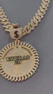 Hip Hop Iced Out Cuban <b>Chain</b> Necklace Custom Moissanite Latter <b>Name</b> Circle Pendant 925 Silver Gold Plated Pendant For Men's - Product Image 6