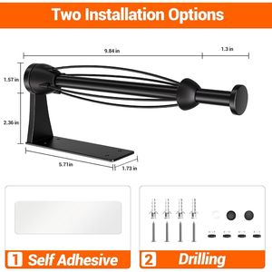 Portarotolo da Cucina Sottopensile a Manovra Unica, Montaggio a Parete con Effetto Ammortizzante, Autoadesivo, Senza Foratura, Accessorio da Cucina - Product Image 3