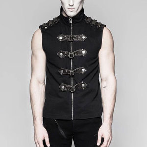 Stand-Up Collar Vest <b>Gothic</b> Steampunk Industrial Warrior Sleeveless Buckles Waistcoat 2026 - Product Image 1