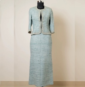 Conjunto de Falda Larga y Chaleco sin Mangas para Mujer, Diseño Elegante para Fiesta, Algodón, Diseño de Diseñador - Product Image 1