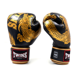 Guantes de Boxeo Profesionales Golden Twins, Color Dragón Tailandés, Cuero de Primera Calidad, para Sparring y Combate de Muay Thai - Product Image 2