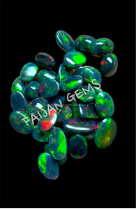 โอปอลเอธิโอเปียสีดำธรรมชาติ หินหลวมทรงหลังเบี้ยขัดเงา รูปทรงผสม ขนาดต่างๆ คริสตัลทรงหลังเบี้ยสำหรับทำเครื่องประดับ - Product Image 2