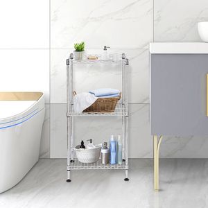 Chrome 3-Tier Black Wire Shelving <b>Tower</b> for <b>Kitchen</b> Storage - Product Image 3