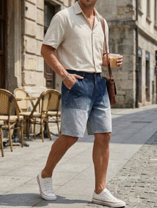 Shorts en jean délavé mi-taille pour homme – Style décontracté estival - Product Image 5