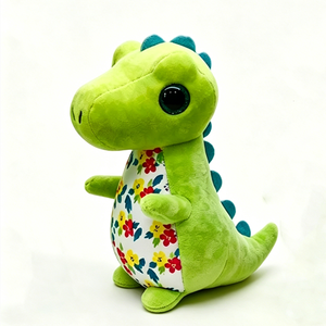 Dinosaure en peluche vert aux grands yeux |   Peluche de dinosaure à imprimé floral doux, cadeau pour filles - Product Image 5
