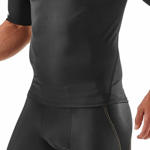 Camiseta de Compresión Negra Personalizada para Hombre, Manga Corta, Cuello Redondo, Estilo Raglán, para Gimnasio, Entrenamiento, Deporte, Ropa Deportiva Ajustada, Capa Base Atlética - Product Image 6