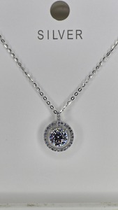 Collier pendentif halo en argent sterling S925 avec moissanite, plaqué rhodium, chaîne à maillons taille brillant, cadeau de mariage - Product Image 6