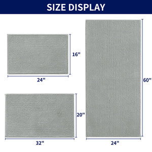 Customised Solid Polyester Bathroom Rugs Water Absorption Shaggy Latex Back Non Slip Toilet Bathroom Floor Mats Chenille <b>Bath</b> - Product Image 4