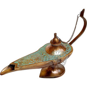 Lámpara de Aladino en relieve de latón de proveedor al por mayor con pátina, lámpara de aceite Aladdin Genie Chirag con acabado antiguo, regalos de decoración navideña - Product Image 4