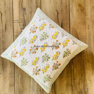 Funda de Cojín Cuadrada Decorativa de Algodón con Estampado a Mano Indio, Acolchada, 40 x 40 cm - Product Image 2