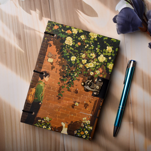 <b>A5</b> Garden Wall Illustration | Handmade Paper Notebook Lock <b>Diary</b> | 200 Pages Double Side Writing Eco Friendly Aesthetic Journal - Product Image 5