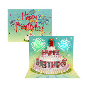 Cartes d'anniversaire musicales 3D pop-up artisanales vertes avec design de message personnalisé - Product Image 1