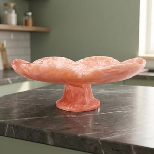 Bol à fleurs en résine fait main, non verni, pour servir lors de fêtes, bol en résine pour aliments, plat de service en forme de fleur - Product Image 2