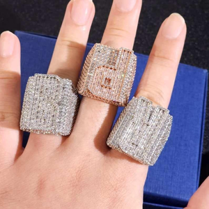 Bague de déclaration de luxe Hip Hop en argent sterling 925, sertie de moissanite et de diamants, avec lettre personnalisée, unisexe, édition bijoux de mode pour soirée - Product Image 4