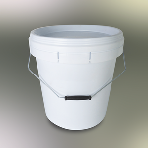 Seau de rangement cylindrique multi-usage en acrylique vierge de 17 L pour faux cils, cosmétiques et emballages de lotions, avec couvercle à rabat blanc - Product Image 1