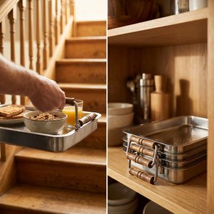 Handmade SS304 <b>Butler</b> <b>Tray</b> 43 cm Satin Steel Drop Flat Handles Havelock Drop Handle <b>Butler</b> <b>Tray</b> for Home Decor Wedding Table - Product Image 2