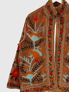 Veste à col mandarin brodée à la main avec motif floral, manches longues, taille plus, vêtements de printemps pour femmes, style bohème chic en coton - Product Image 2