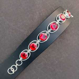 Beautiful <b>Red</b> Garnet Statement <b>Bracelet</b> 925 Sterling Silver Handmade Jewelry Gift For Women Birthday Luxury - Product Image 4