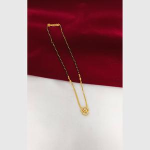 Elegante Collar Mangalsutra con Cuentas de Piedras Preciosas Negras y Baño de Oro, Cadena Étnica Religiosa para Bodas y Fiestas-11058764GL - Product Image 1