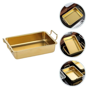 Bandeja Rectangular de Metal Chapada en Oro al por Mayor, Bandeja de Servicio de Acero Inoxidable Personalizada de Lujo - Product Image 3