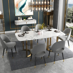 New Design Modern Rectanglur Dining Tables With <b>Marble</b> <b>Top</b> Luxury Dining Table 6 Seater Metal Dining Table Premium Dining Tables - Product Image 3
