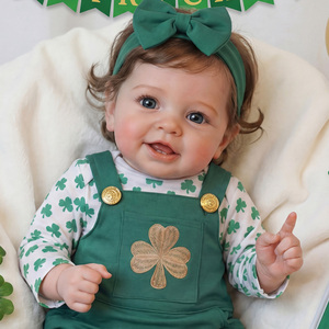 Poupées Reborn Babeside de 20 pouces, souriantes, avec yeux ouverts et mobiles, tenue trèfle de la Saint-Patrick, vente en gros OEM - Product Image 1