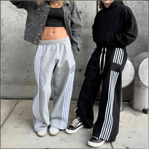 Hot Selling Unisex Cotton Flared Side <b>Strips</b> Pants Custom Print Logo Casual Hip-Hop Baggy Style Streetwear Fashion Sweatpants - Product Image 6