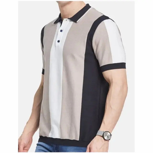Polo de Punto de Manga Corta para Hombre, con Bloques de Color y Rayas, Cierre de Botones, Corte Regular - Product Image 6