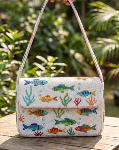 Bolso de Hombro de Alta Calidad con Cuentas Rojas para Mujeres Étnicas, Estilo Bohemio, para Fiestas, Bolso de Mano Bordado a la Moda - Product Image 3