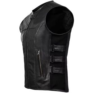 Veste de motard en cuir noir brillant classique pour homme, détails personnalisés, vêtements de motard résistants pour les voyages sur route, veste en cuir pour homme - Product Image 3