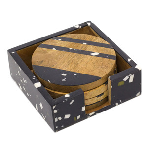 Standard Design Lead-Free 4 Inch Round <b>Epoxy</b> Wood Resin Coasters Set Fancy Ocean Effect Decorative Customized Color <b>Table</b> - Product Image 5