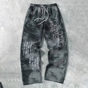 Pantalon de jogging léger pour homme, taille haute, 100 % coton, coupe évasée, avec logo personnalisé et patchwork – Nouvelle collection - Product Image 6