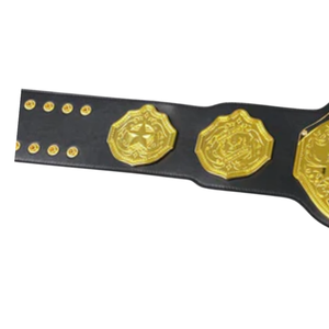 Ceinture de champion personnalisable, qualité supérieure, cuir noir avec détails dorés, option de texte personnalisé - Product Image 3
