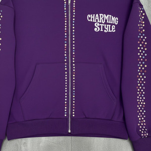 Ensemble de survêtements vintage délavés à l'acide pour hommes, avec logo personnalisé, impression DTG, strass et pierres précieuses, style streetwear - Product Image 4