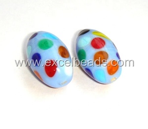 Cuentas de cristal de forma ovalada naranja hechas a mano con puntos, venta al por mayor, exportaciones de Excel para la fabricación de joyas, cuentas de cristal de Murano - Product Image 3