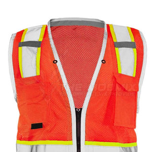 Gilet de sécurité haute visibilité respirant à séchage rapide, orange, réfléchissant, en polyester, vêtements de travail multi-poches, usage industriel et extérieur - Product Image 3