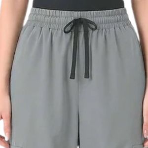 Pantalon cargo gris pour femme, taille haute, cordon de serrage, coupe ample, avec poches latérales, revers élastiques, décontracté, pour tous les jours - Product Image 2
