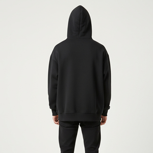 Sweat à capuche tricoté bleu clair avec imprimé uni, technique délavée, mode hiver - Product Image 4