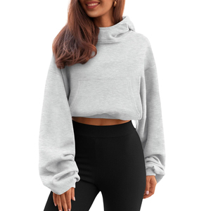 Sudadera Corta de Manga Larga con Cuello Redondo, Nuevo Diseño, Conjuntos Deportivos de Otoño para Mujer, Algodón Liso, Holgada - Product Image 1