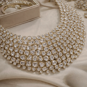 Parure de bijoux de mariée de luxe tendance en alliage plaqué rhodium et zircon, style indien traditionnel, pour fiançailles, fêtes, mariages et anniversaires - Product Image 5