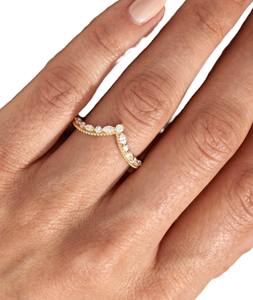 แหวนโค้งมินิมอลประดับเพชรทรงมาร์คีส์และทรงกลมสังเคราะห์ ดีไซน์สวยหรู แหวนทองคำแท้ 9K 10K สำหรับงานแต่งงาน ดีไซน์ลายเชฟรอน - Product Image 5