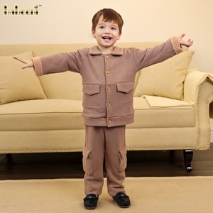 Ensemble de vêtements pour enfants garçons doublés en polaire vêtements smockés en gros ODM garçons ensemble de vêtements pour enfants smockés vêtements pour enfants-BC1332 - Product Image 6