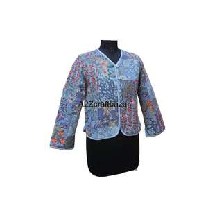 Manteau traditionnel fait main, veste vintage Kantha, design en coton Kantha, kimono, vêtements de plage pour femmes - Product Image 3