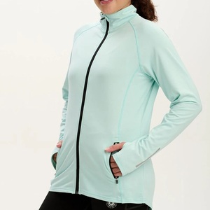 <b>Women</b> Full Sleeve Stand Collar Yoga <b>Jacket</b> Solid Color Breathable Activewear Top with Zipper <b>Fly</b> With Side pockets - Product Image 4
