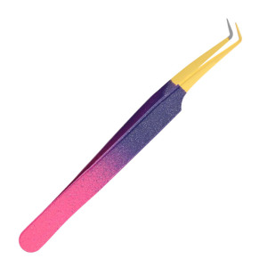 Pinzas de Precisión de Acero Inoxidable para Pestañas al por Mayor, OEM, Punta Lisa en Forma de L, Mango con Gradiente de 90 Grados, Herramienta para Extensión de Pestañas de Volumen - Product Image 1