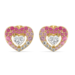Boucles d'oreilles en forme de cœur plaquées or 18 carats avec zircon, bijoux romantiques pour femmes, cadeau - Product Image 1