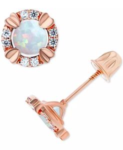 Opale coltivato in laboratorio (1/5 ct. T. w.) & Zaffiro bianco coltivato in laboratorio (1/10 ct. T. w.) Orecchini ovali | Macy's - Product Image 3