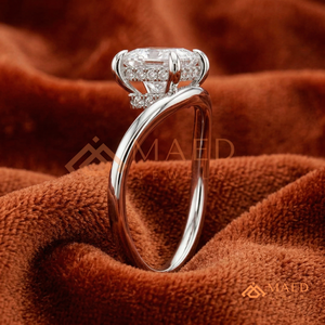 925 Sterling <b>Silver</b> Princess Cut Engagement <b>Ring</b> - V-Shaped Wishbone <b>Solitaire</b> <b>Ring</b> - Product Image 2